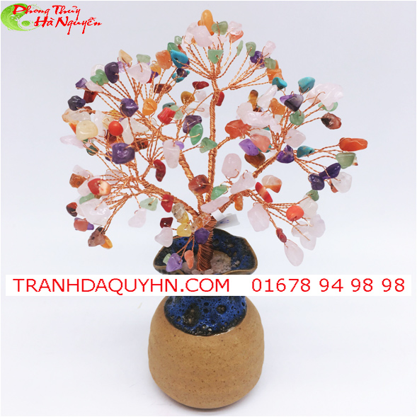 cây tài lộc đá thạch anh đa sắc
